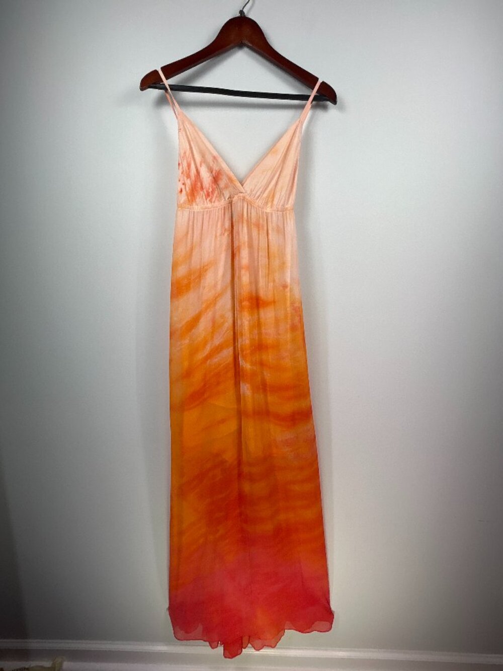 Gypsy 05 100% Silk Ombre Tie Dye Maxi Slip Dress Size M